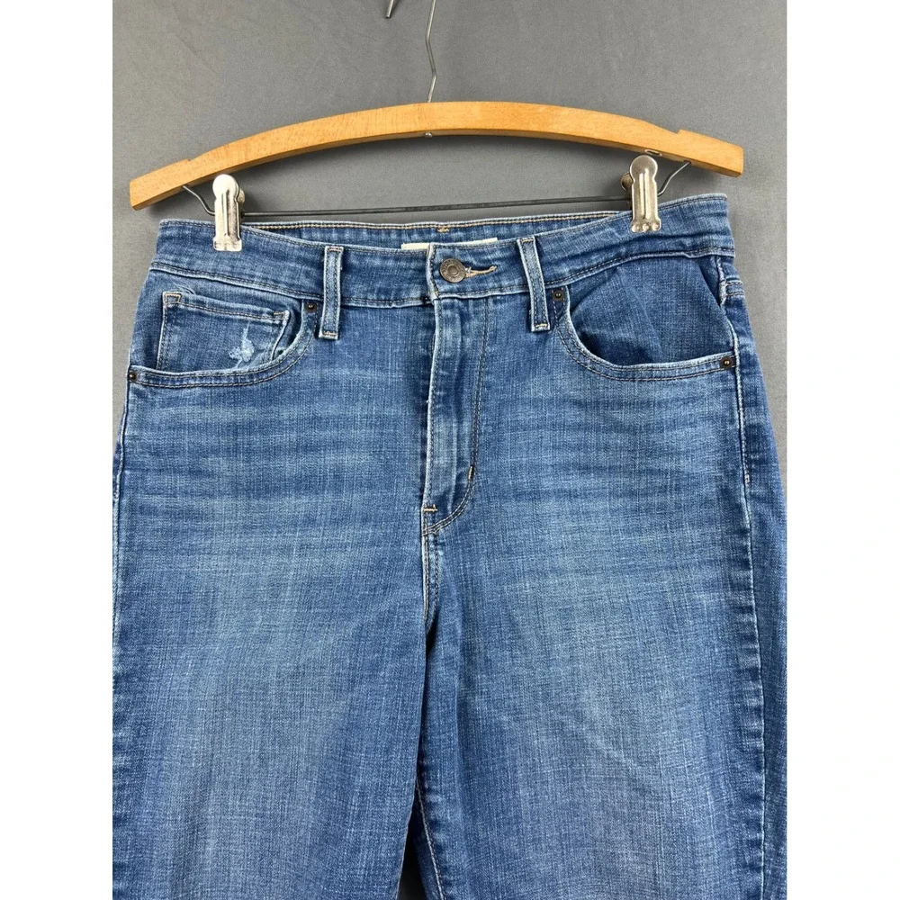 Levi 721 High Rise Skinny Womens 31 Jeans Blue Distressed Denim Good